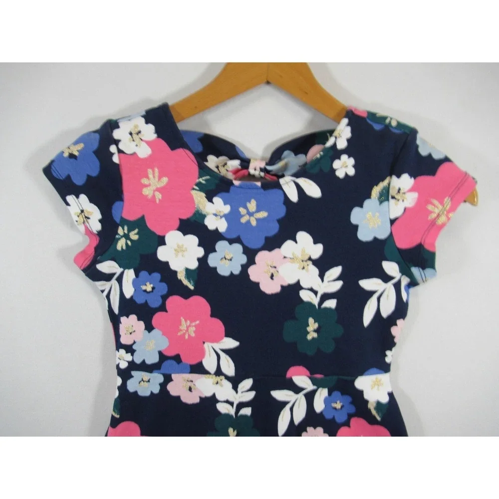 Gymboree Glitter Floral Skater Dress Girls Size 10 Short Sleeve Cotton
